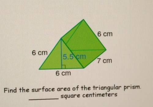 Find the surface area of the triangular prism. ______ square centimeters​