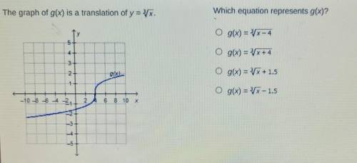 Which equation represents g(x)? The graph of g(x) is a translation of y = x. Ту O g(x) = 3-4 5 O g(