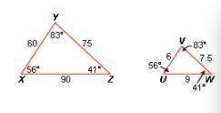 What is the scale factor of Triangle XYZ to Triangle UVW? A.10 B.5 C.1/5 D. 1/10

This da last que