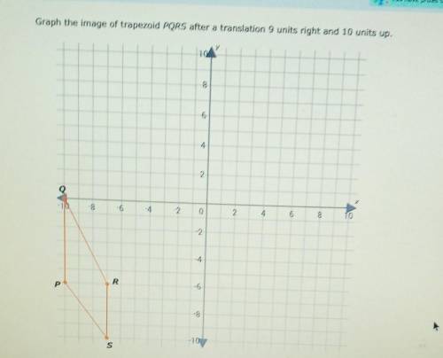 Graph the image of trapezoid PQRS after a translation 9 units right and 10 units up.​