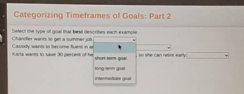 Categorizing Timeframes of Goals: Part 2 Select the type of goal that best describes each example.