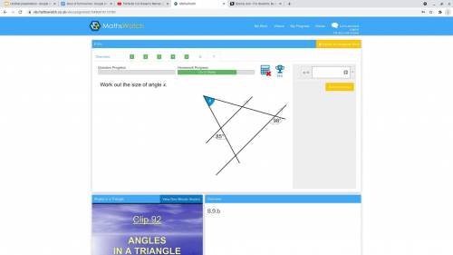 Work out the sizeof angle X