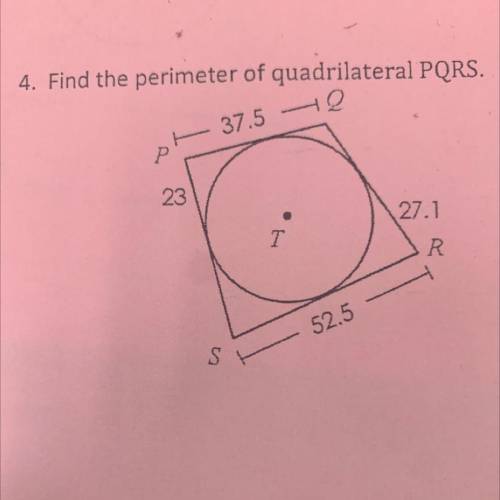 4. Find the perimeter of quadrilateral PQRS