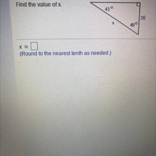 Find the value of X.
Need help ASAP