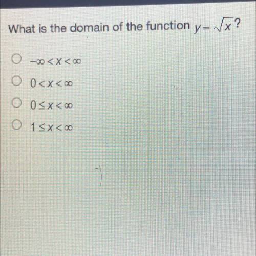 What is the domain of the function ya v?
O 0
O 0
O 1