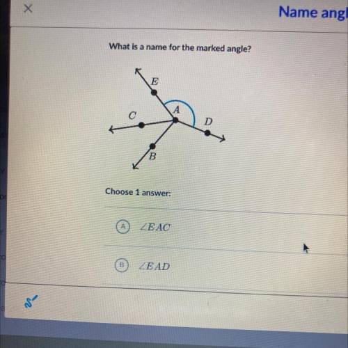 What is a name for the marked angle?
Chose 1 answer