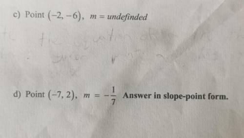 write the equation of a line with that passes through given point and gas the given slope. Answer i