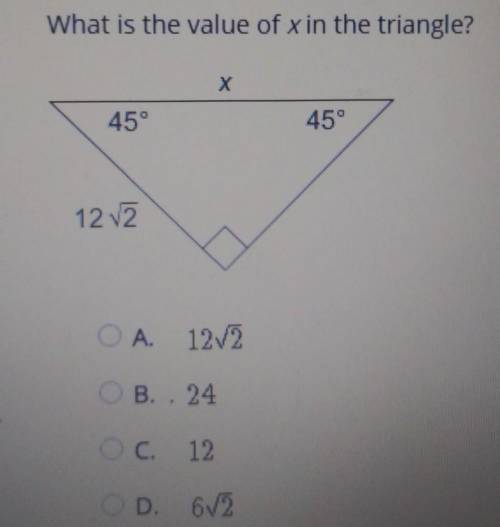 What is the value of x in the triangle?​