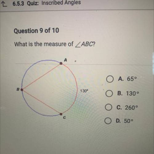 What is the measure of angle ABC of a circle