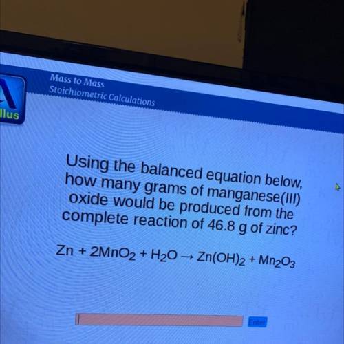 Using the balanced equation below,

how many grams of manganese(III)
oxide would be produced from
