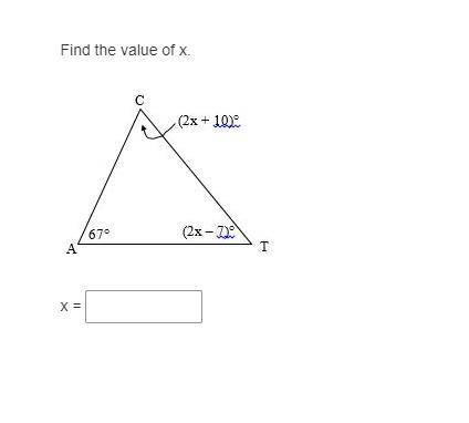 Find the value of x of this triangle