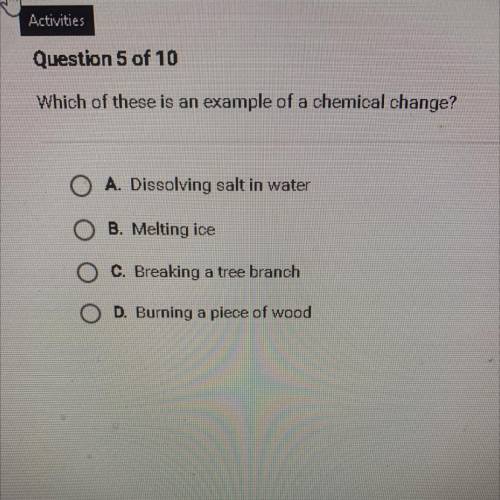 Which of these is an example of a chemical change?
