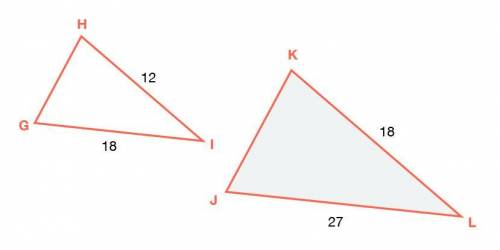 Which of the following additional statements would you need to prove these two triangles are simila