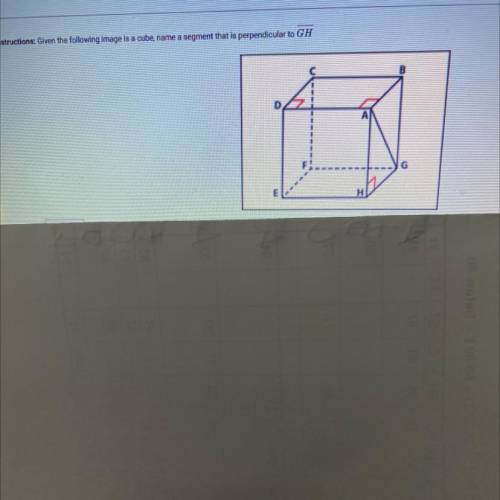 Given a following image is a cube, name a segment that is perpendicular to GH