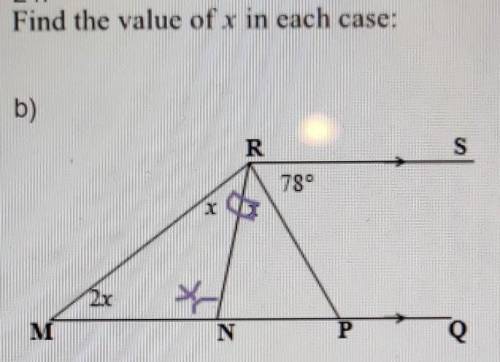 Find the value of x in each case:​