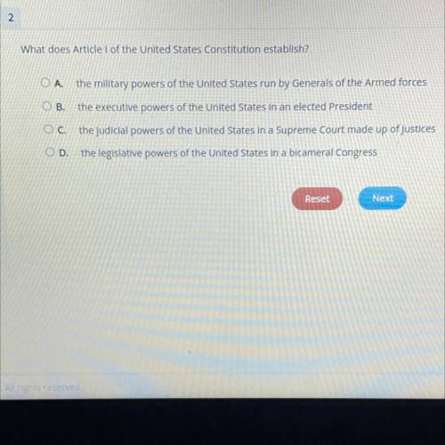 What does article 1 of the united states constitution establish￼? (Civics: Edmentum)
