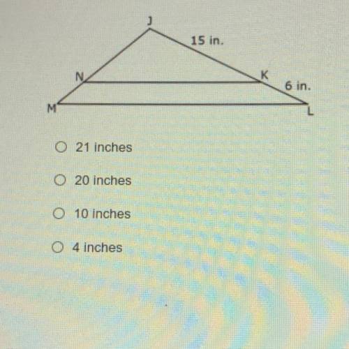 In the figure below. JLM is similar to JKN if JM=14 inches what is the length of JN