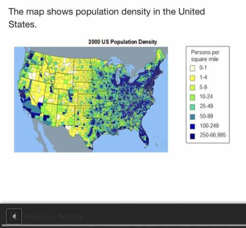 The map shows population density in the United States.

Population distribution often relates to a