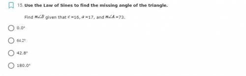 Use the Law of Cosines to find the missing angle.