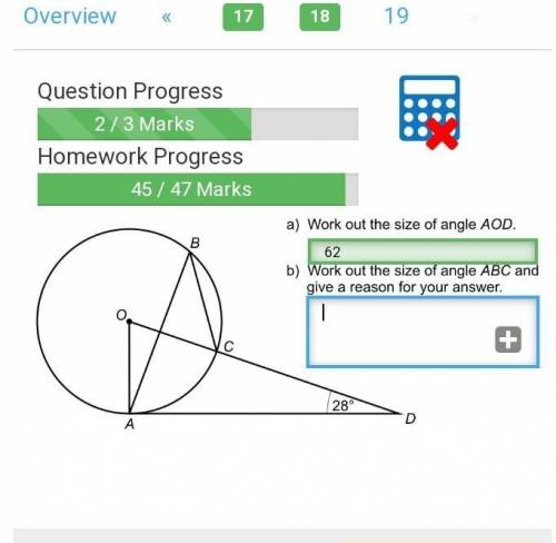 Work out the size of the angle ABC and give a reason for your answer. ​