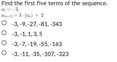Find the first five terms of the sequence.