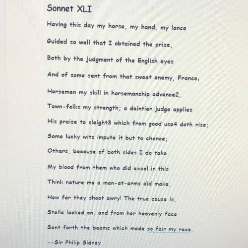 Choose the rhyme scheme of Sidney’s Sonnet XLI.

- abba cdcd cdcd ee 
- abba abba cd cd ee 
- aabb