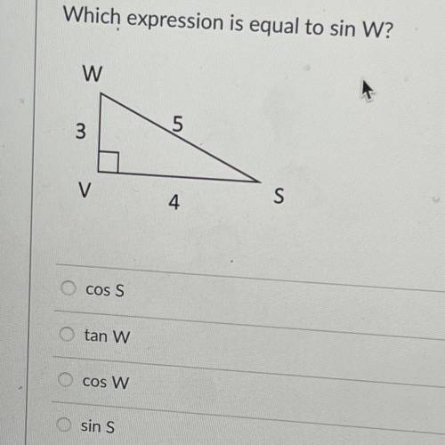 Which expression is equal to sin w