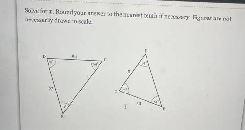 Solve for x. Round your answer to the nearest tenth if necessary.