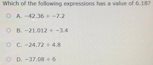 Which of the following expressions has a Value of 6.18???