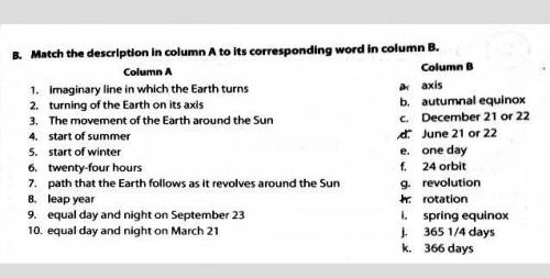 Match the description in column a to its corresponding word in column b.help me plsssss​