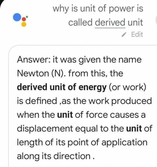 Why is unit of power is called derived unit?​