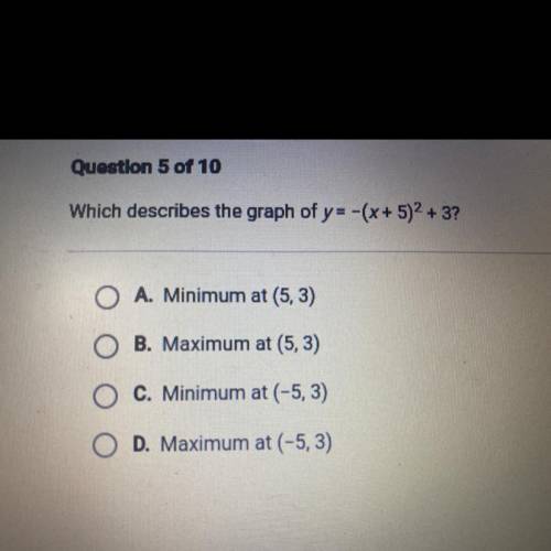 Which describes the graph of y=-(x+5)^2+3