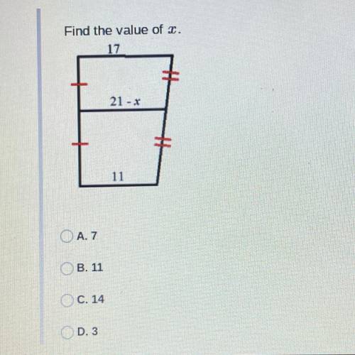 Find the value of x. PLEASE HELP ASAP