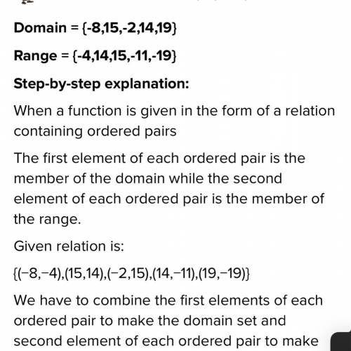 Find the domain and range of the relation: {(–20, 11), (6, –8), (1, –20), (–13, 13)}