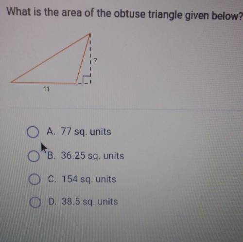 What is the area of the obtuse triangle given below? ​