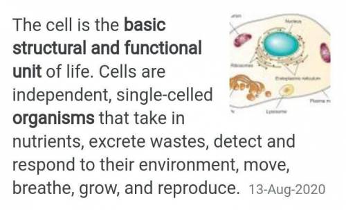 The basic structural and functional unit of the living organism is​