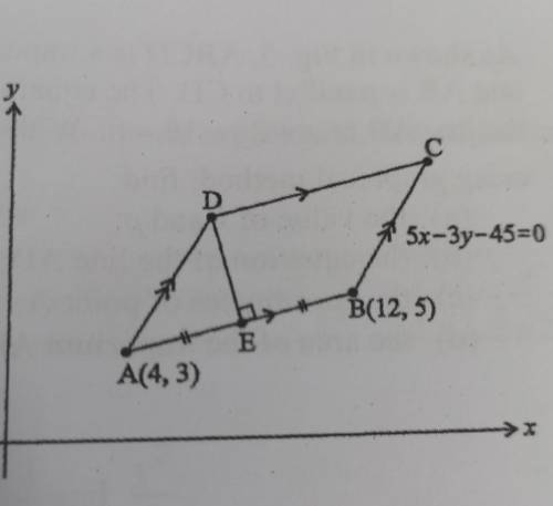 As shown in Fig 4, ABCD is a parallelogram. The coordinates of A and B are (4,3) and (12,5) respect
