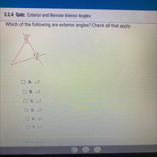 Which of the following are exterior angles?