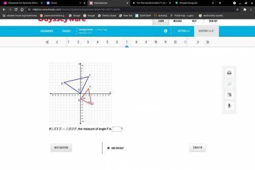 I NEED HELP
If, XYZ~EDF the measure of angle F is