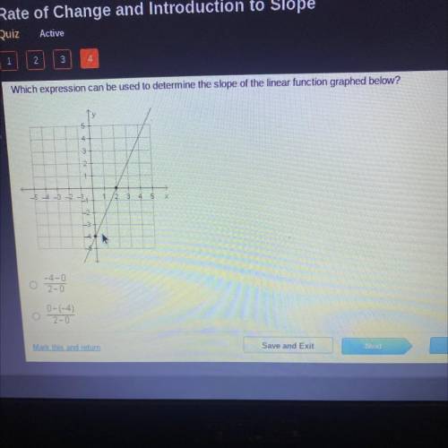 Which expression can be used to determine the slope of the linear function graphed below?

2
1
5 -