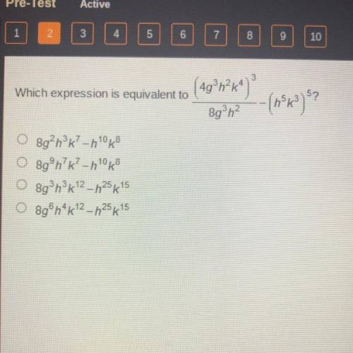 Which expression is equivalent to…