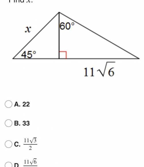 Find x in special triangle