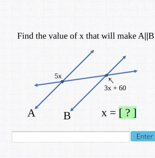 Find the value of x that will make A||B. 
Please help!