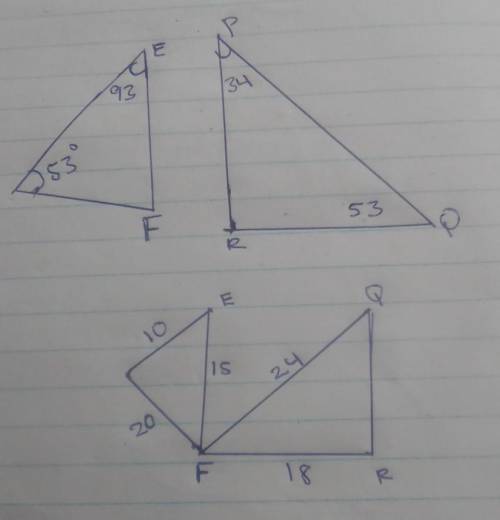 in the pair of triangle, write the similarity statement and identify the postulate of theorem that