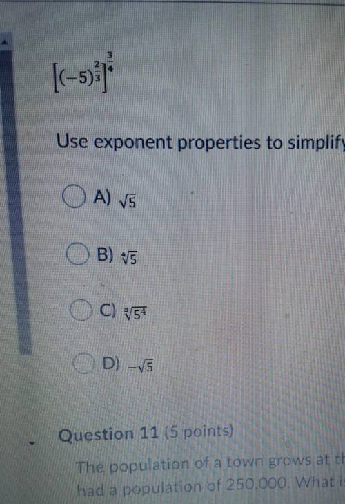 Use exponent properties to simplify the expression.​