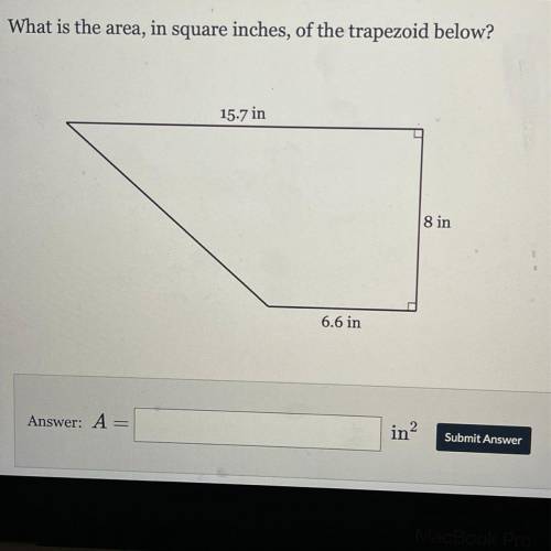 What is the area, in square inches, of the trapezoid below