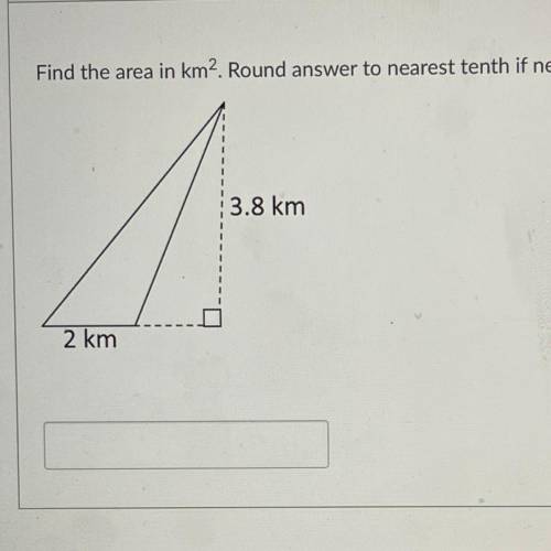 Find the area in km2. Round answer to the nearest tenth if necessary