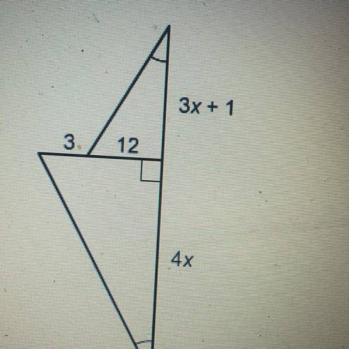 The two

triangles are similar.
What is the value of x?
Enter your answer in the box: