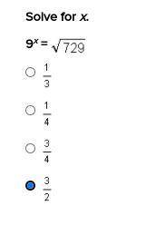 What are the steps i need to do (along with the answer) to 9^x = sqrt of 729?