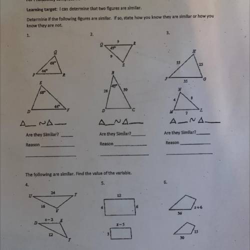 Can someone help me with my quiz it's on similarity of triangle